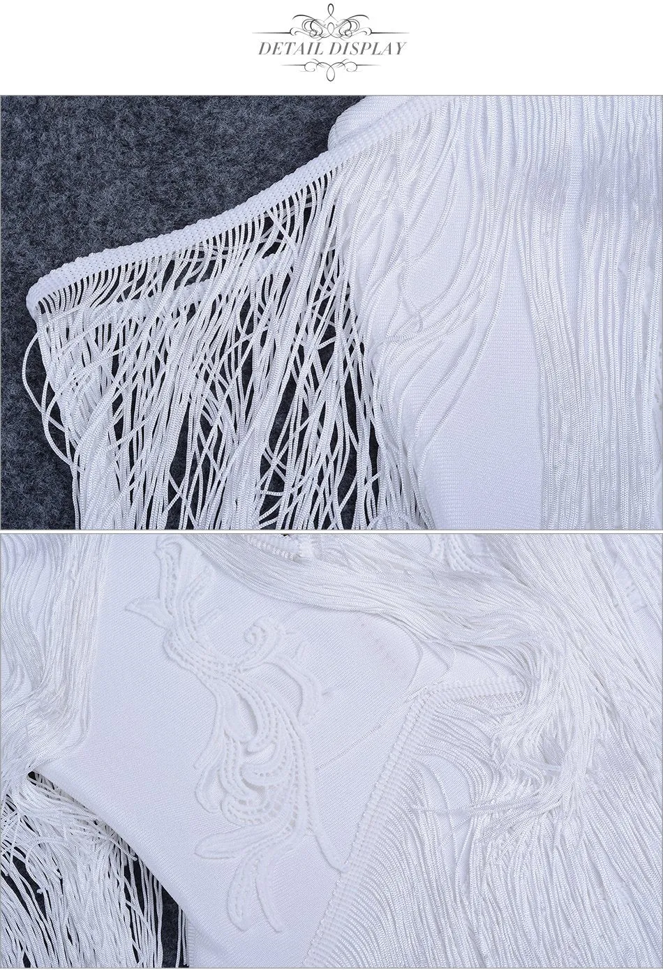 ADYCE Elegant V Neck Off Shoulder Sexy Fringe Short Sleeve Tassel Bandage Party Dress - H3048