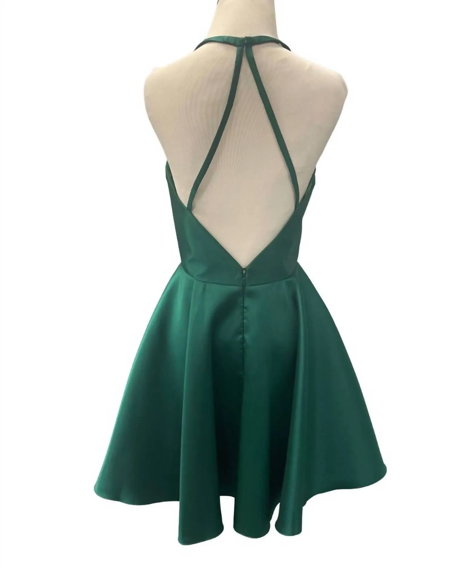 Alyce Paris - High Crew Open Back Mikado Mini Dress