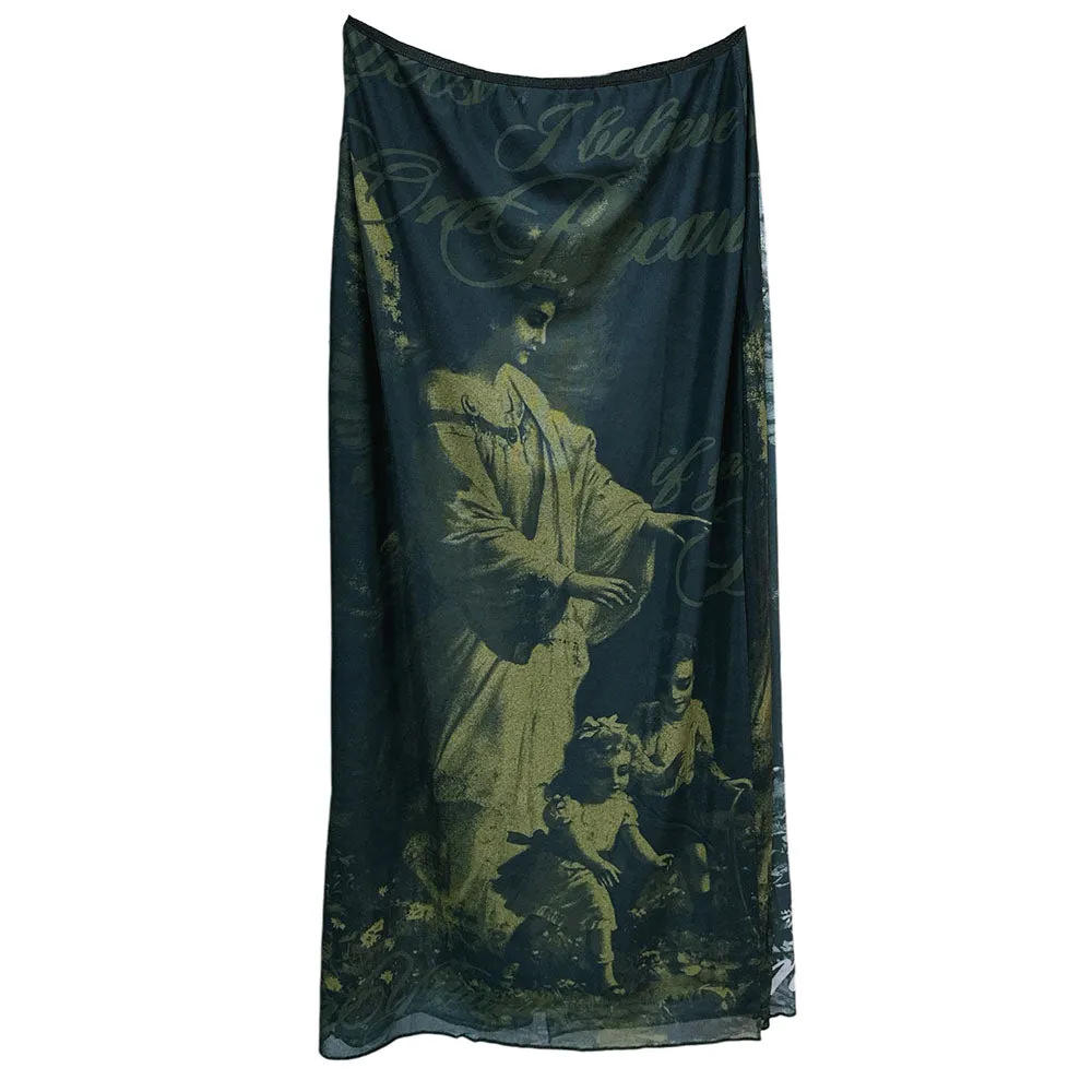 Angel Print Maxi Skirt