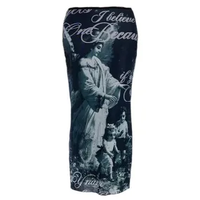 Angel Print Maxi Skirt