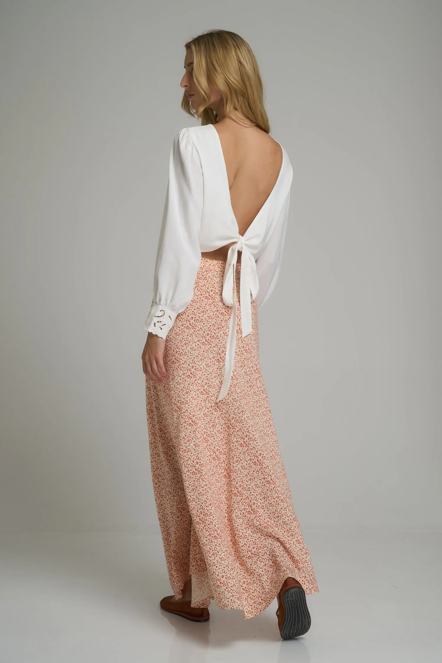 Ashbourne Skirt - Hampstead Floral Ivory/Tangerine