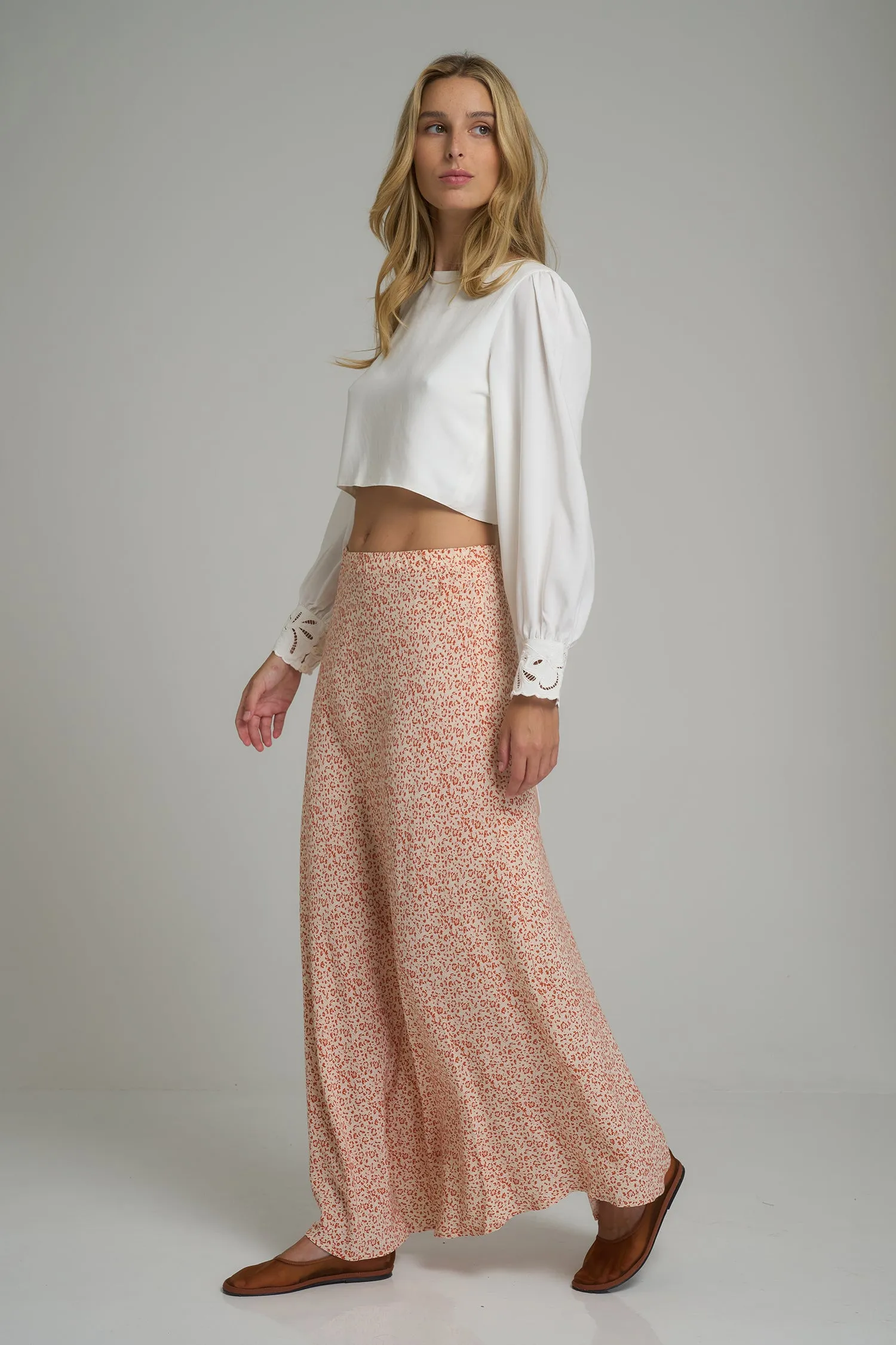 Ashbourne Skirt - Hampstead Floral Ivory/Tangerine