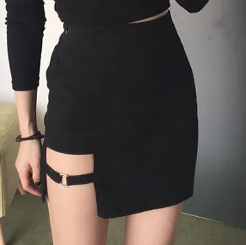 Black Hip Skirt Irregular Hem Pencil Micro Mini Skirt Slim Women Party Skirts Black Bodycon Short Skirt