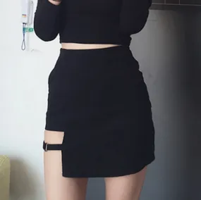 Black Hip Skirt Irregular Hem Pencil Micro Mini Skirt Slim Women Party Skirts Black Bodycon Short Skirt