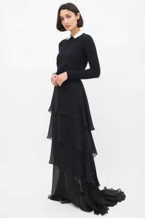 Black Ruffle Tier Maxi Skirt