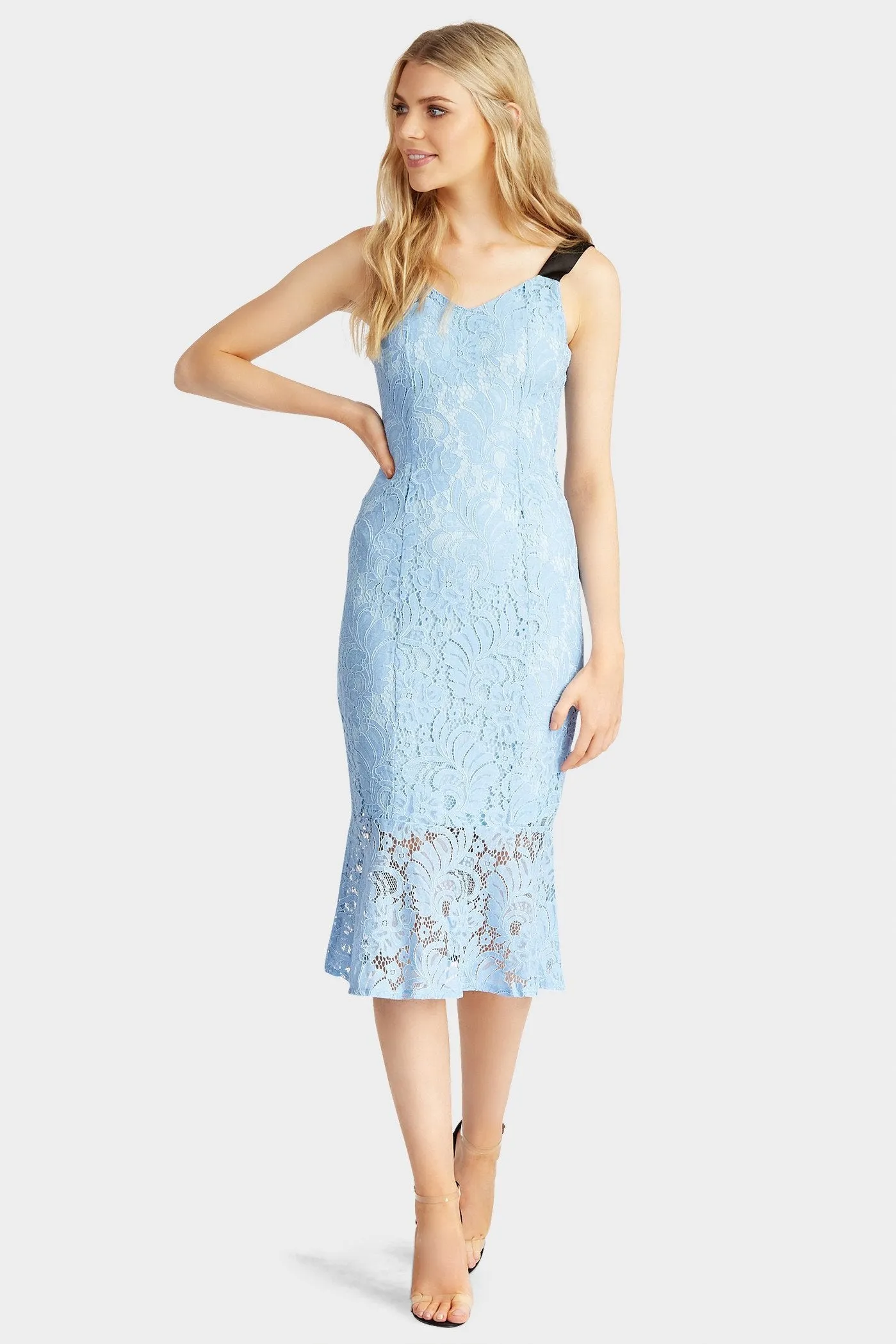 Blue Lace Midi Dress