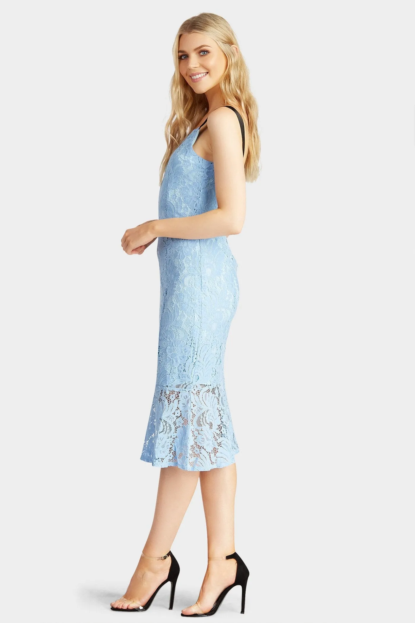 Blue Lace Midi Dress