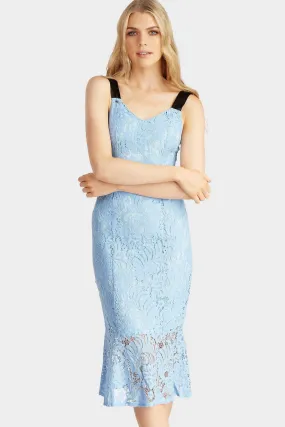 Blue Lace Midi Dress