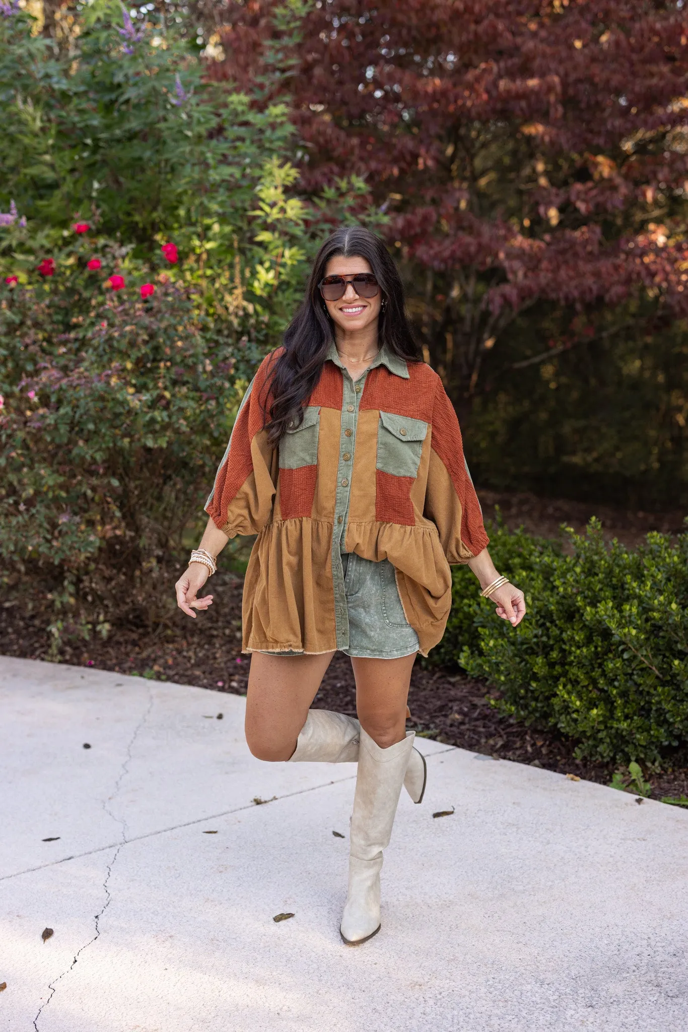 Corduroy Fab Rust Colorblock Tunic