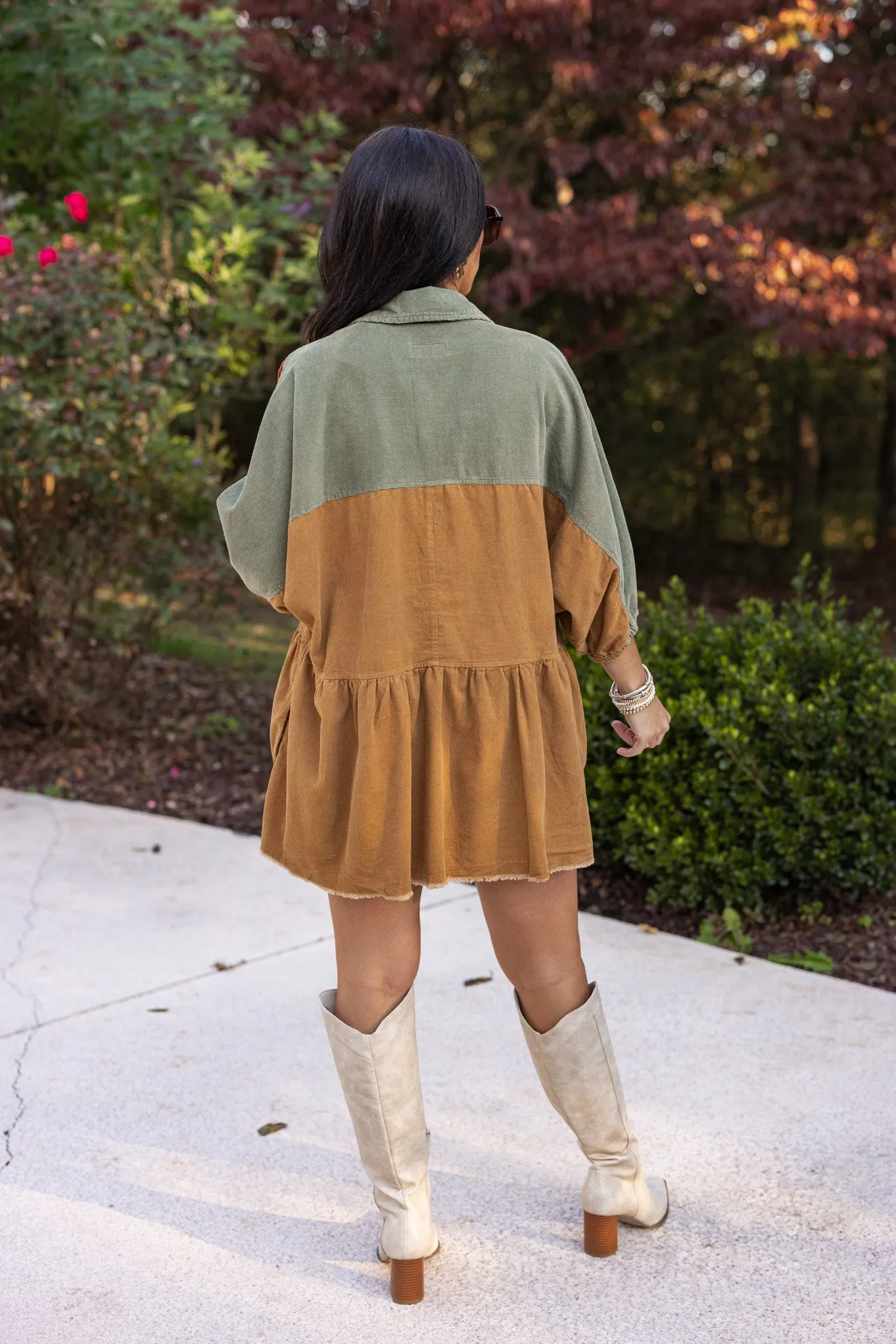 Corduroy Fab Rust Colorblock Tunic