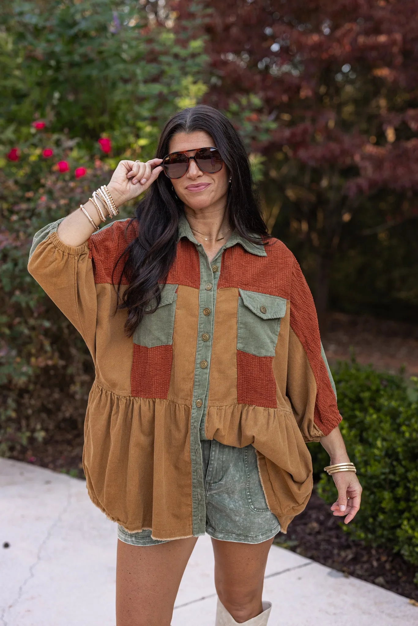 Corduroy Fab Rust Colorblock Tunic