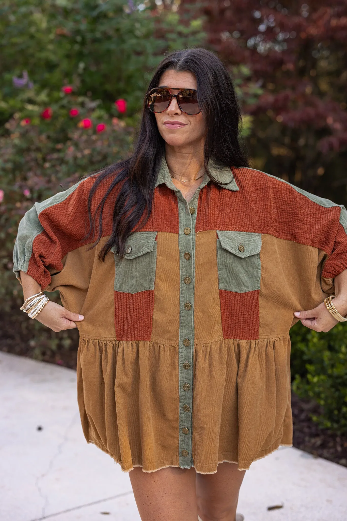 Corduroy Fab Rust Colorblock Tunic