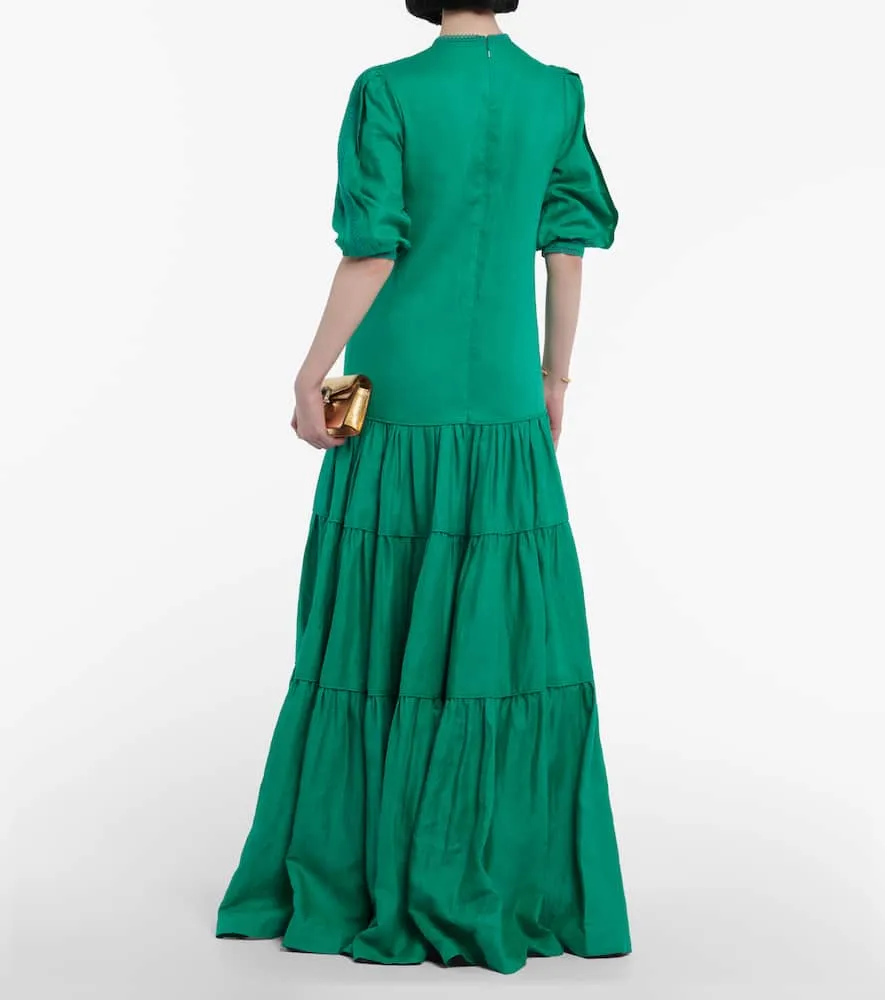 Costarellos Tiered linen maxi dress