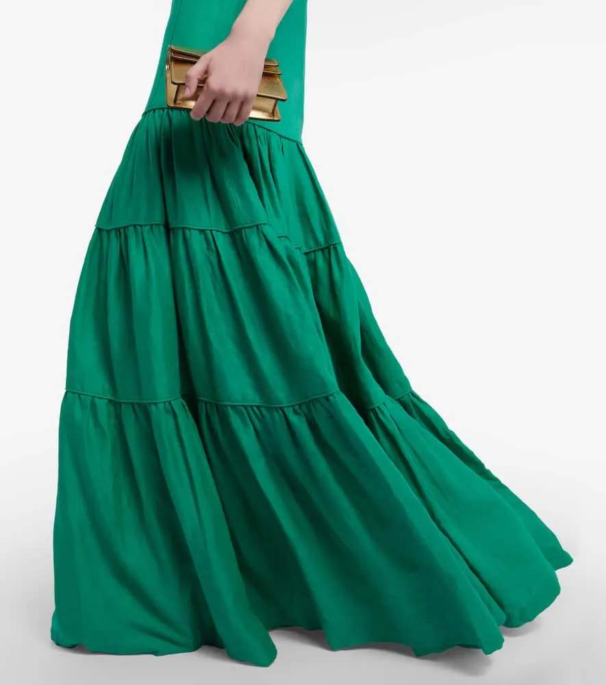 Costarellos Tiered linen maxi dress