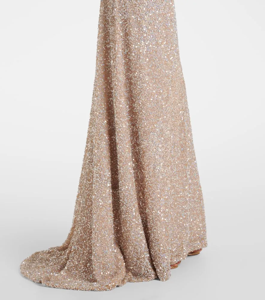 Costarellos Trinity sequined halterneck gown
