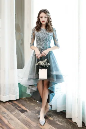 Cute Lace High Low Prom Dresses A-Line Party Homecoming Dresses Beautiful