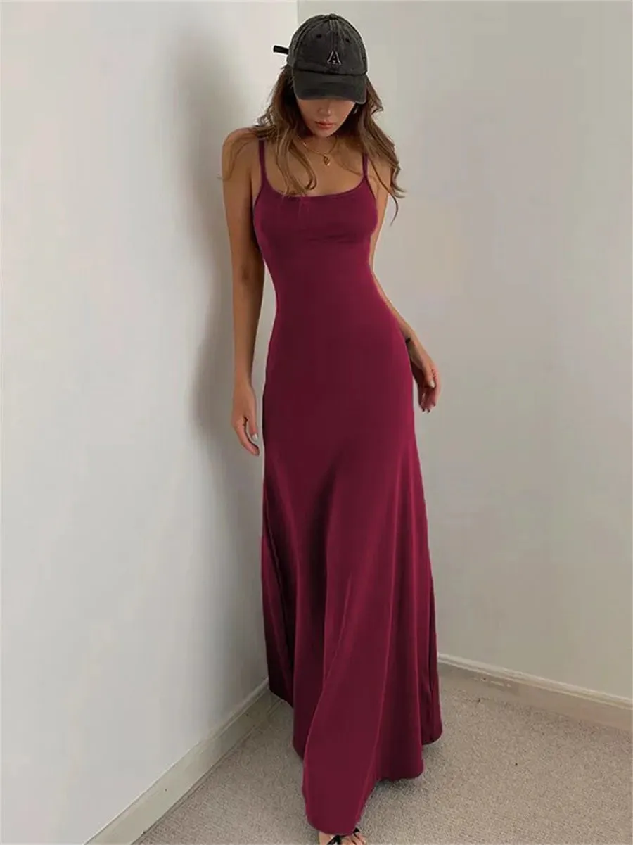 DressBetty - 2024 Sexy Sleeveless Spaghetti Strap Split Sheath Maxi Dress