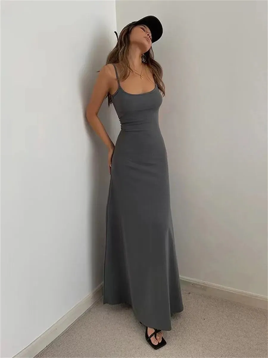 DressBetty - 2024 Sexy Sleeveless Spaghetti Strap Split Sheath Maxi Dress