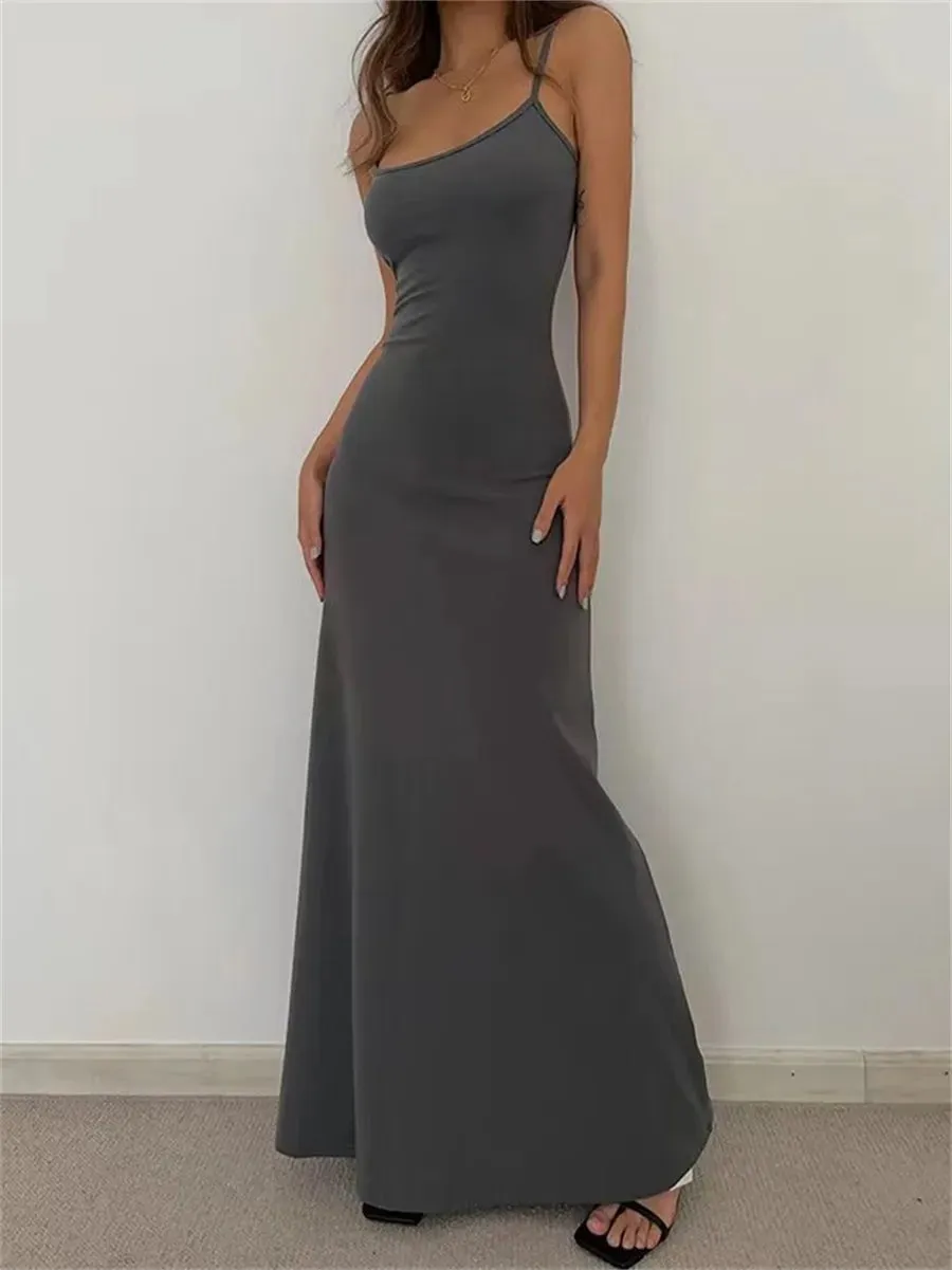 DressBetty - 2024 Sexy Sleeveless Spaghetti Strap Split Sheath Maxi Dress