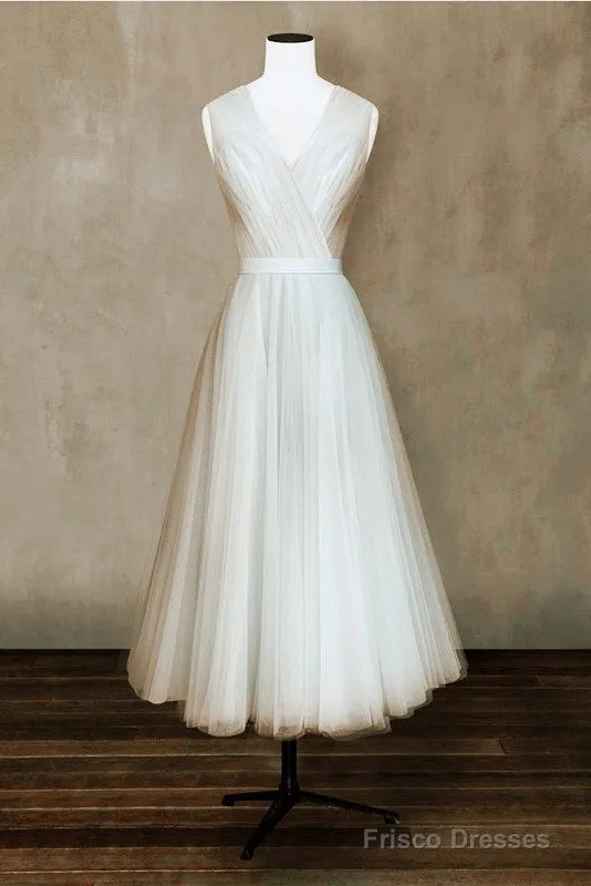 Elegant Pleated Tulle Midi Prom Party Dresses