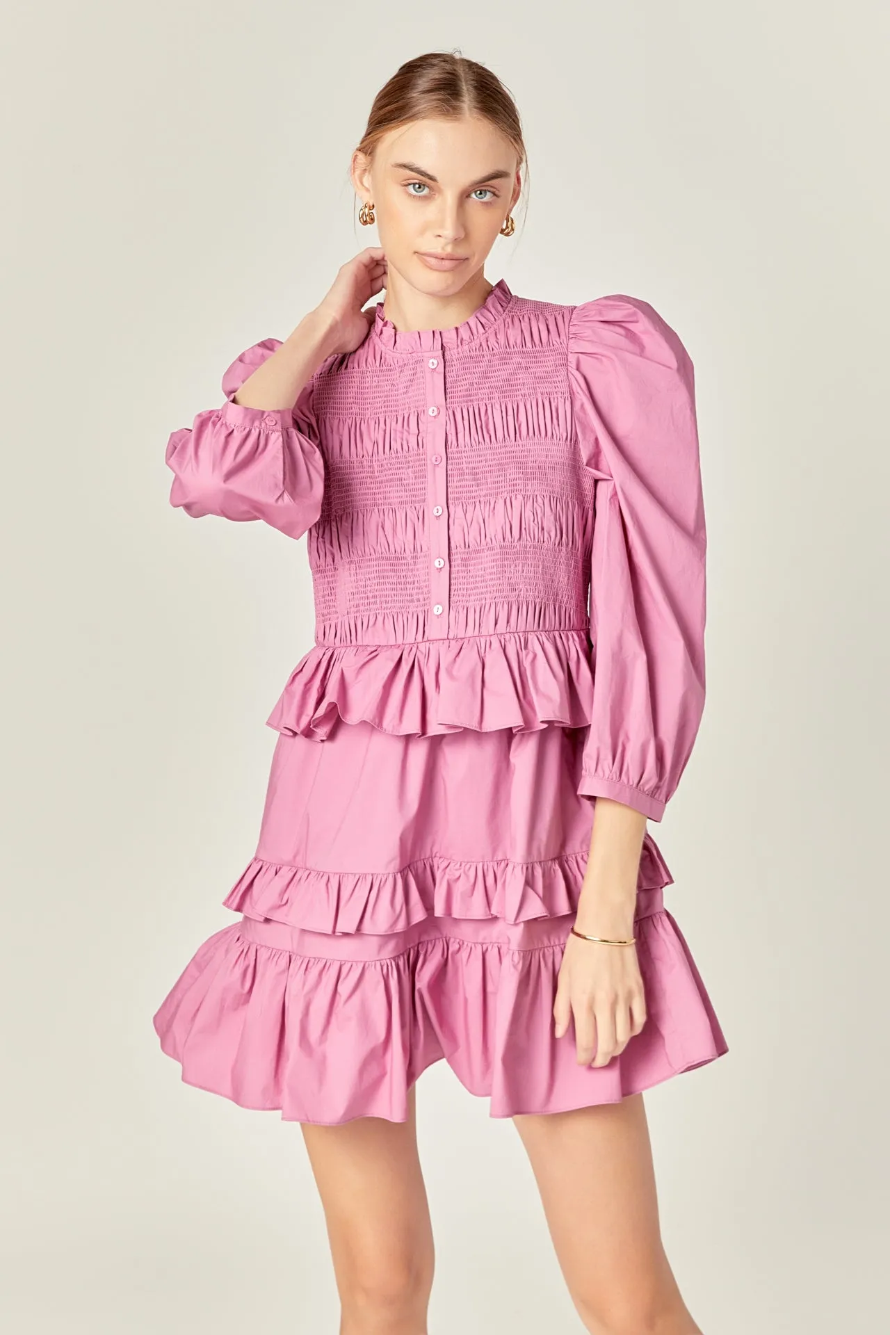 English Factory - Smocking Detail Mini Dress