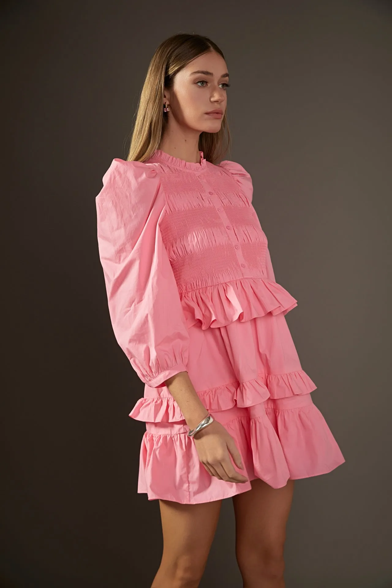 English Factory - Smocking Detail Mini Dress