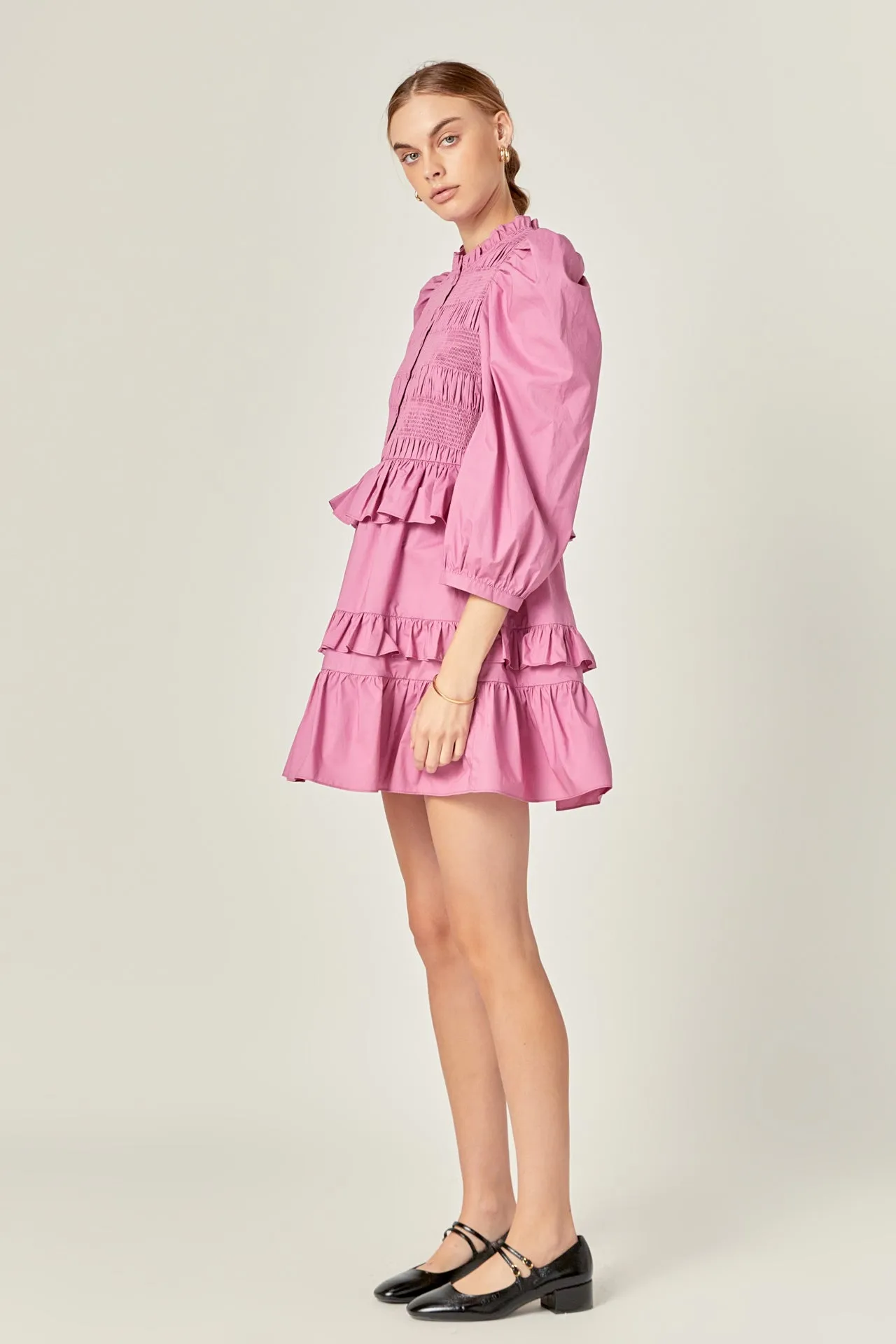 English Factory - Smocking Detail Mini Dress