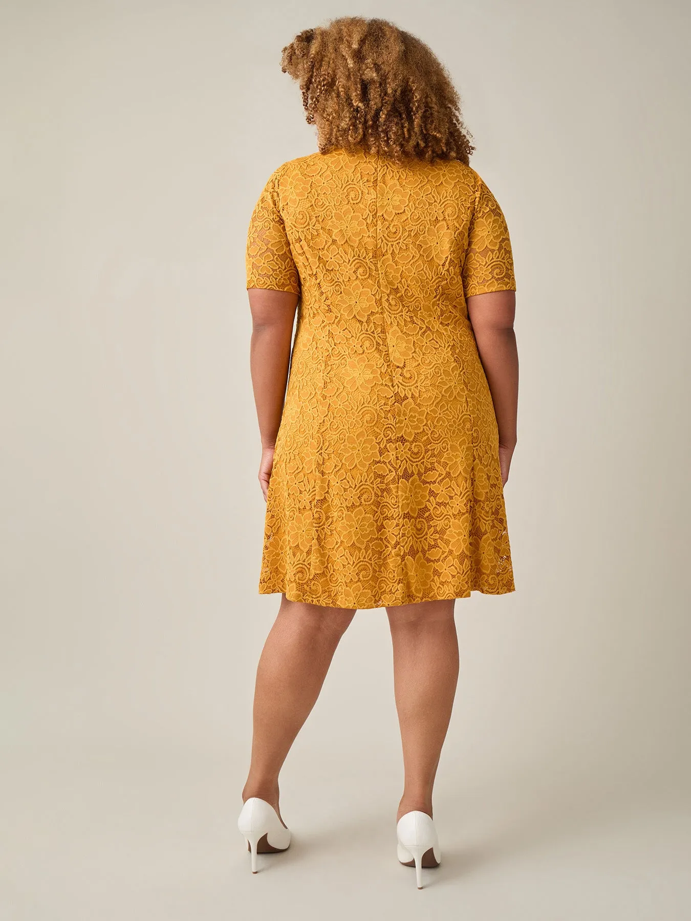 Fit-and-Flare Dress, Gold Signature