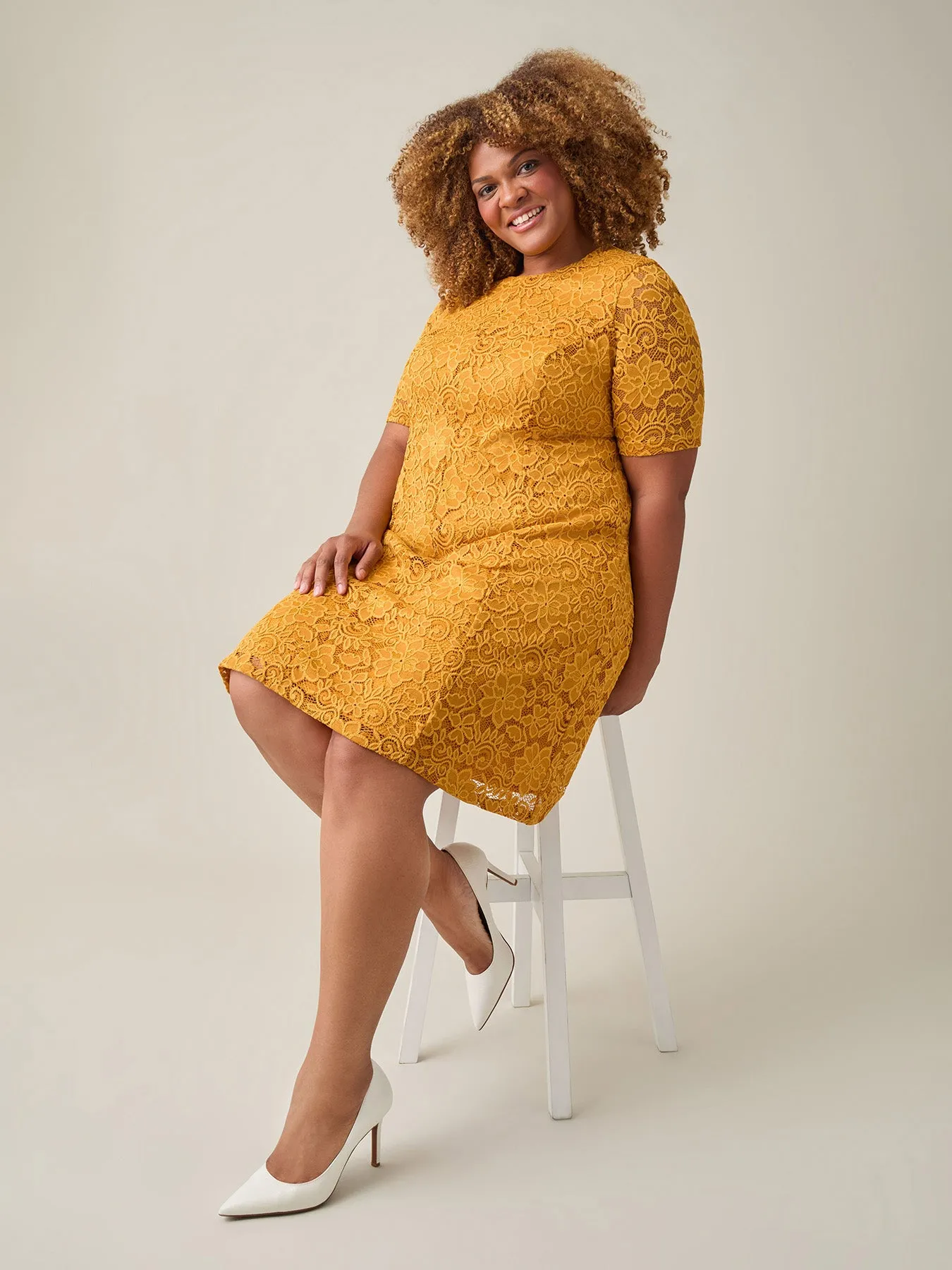 Fit-and-Flare Dress, Gold Signature