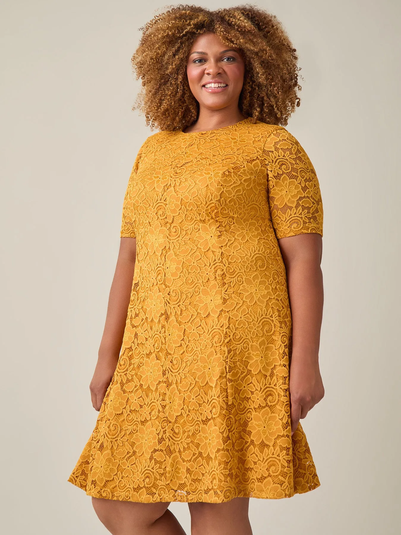 Fit-and-Flare Dress, Gold Signature