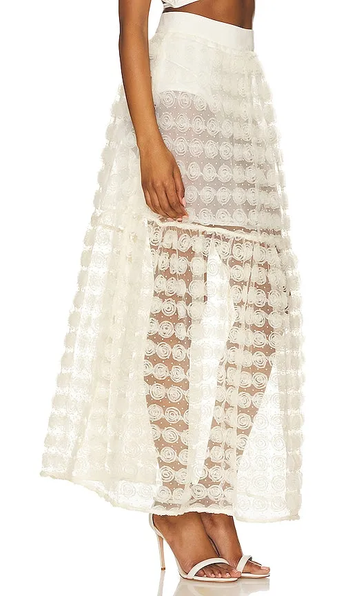 For Love & Lemons Sienna Maxi Skirt in White
