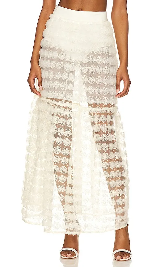 For Love & Lemons Sienna Maxi Skirt in White