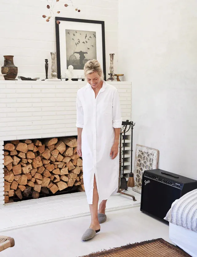 Frank and Eileen Rory Maxi Shirtdress in White Tattered Denim