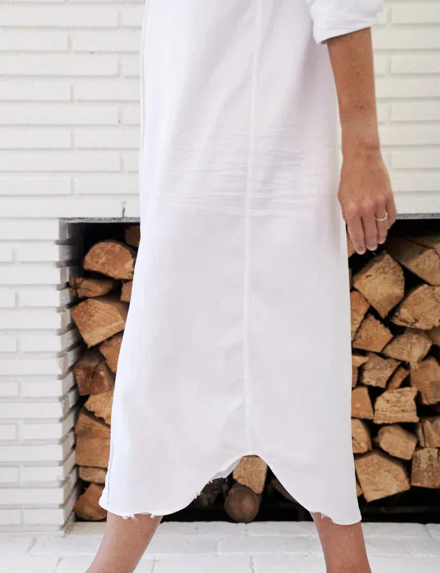 Frank and Eileen Rory Maxi Shirtdress in White Tattered Denim