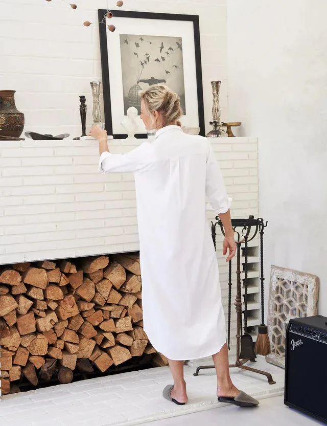 Frank and Eileen Rory Maxi Shirtdress in White Tattered Denim