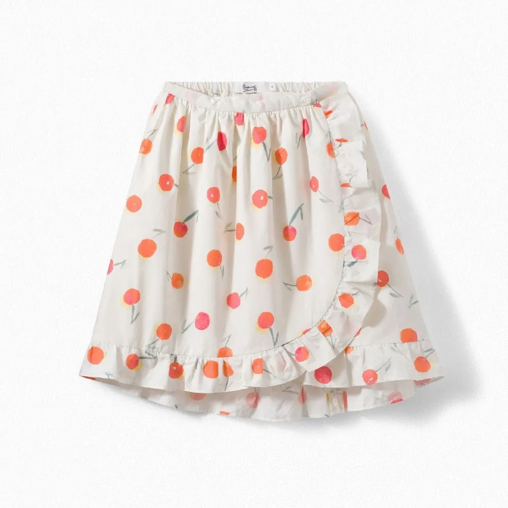 Girls' Printed Wrap Skirt poppy red