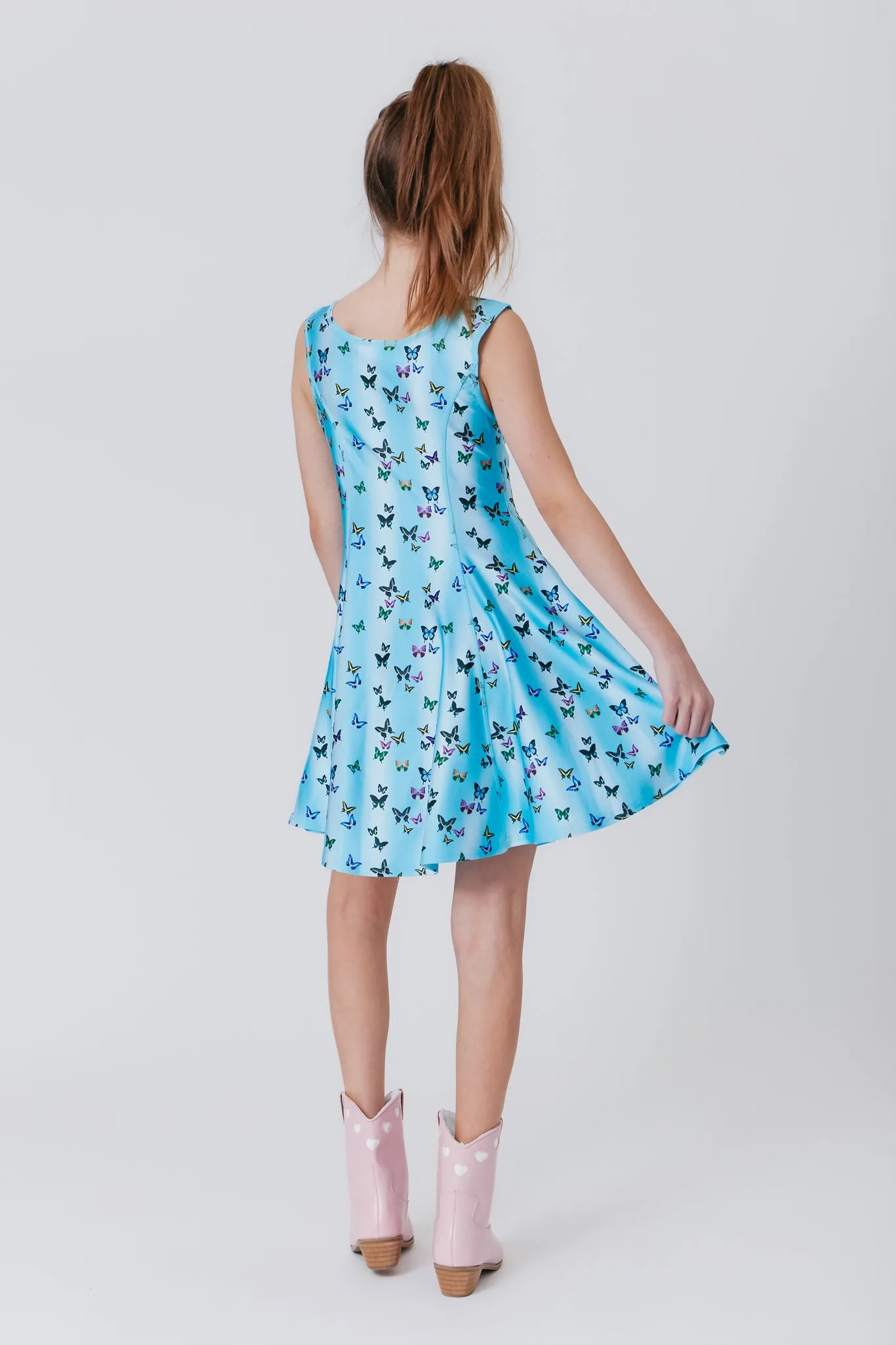 Girls Skater Dress in Butterfly Sky