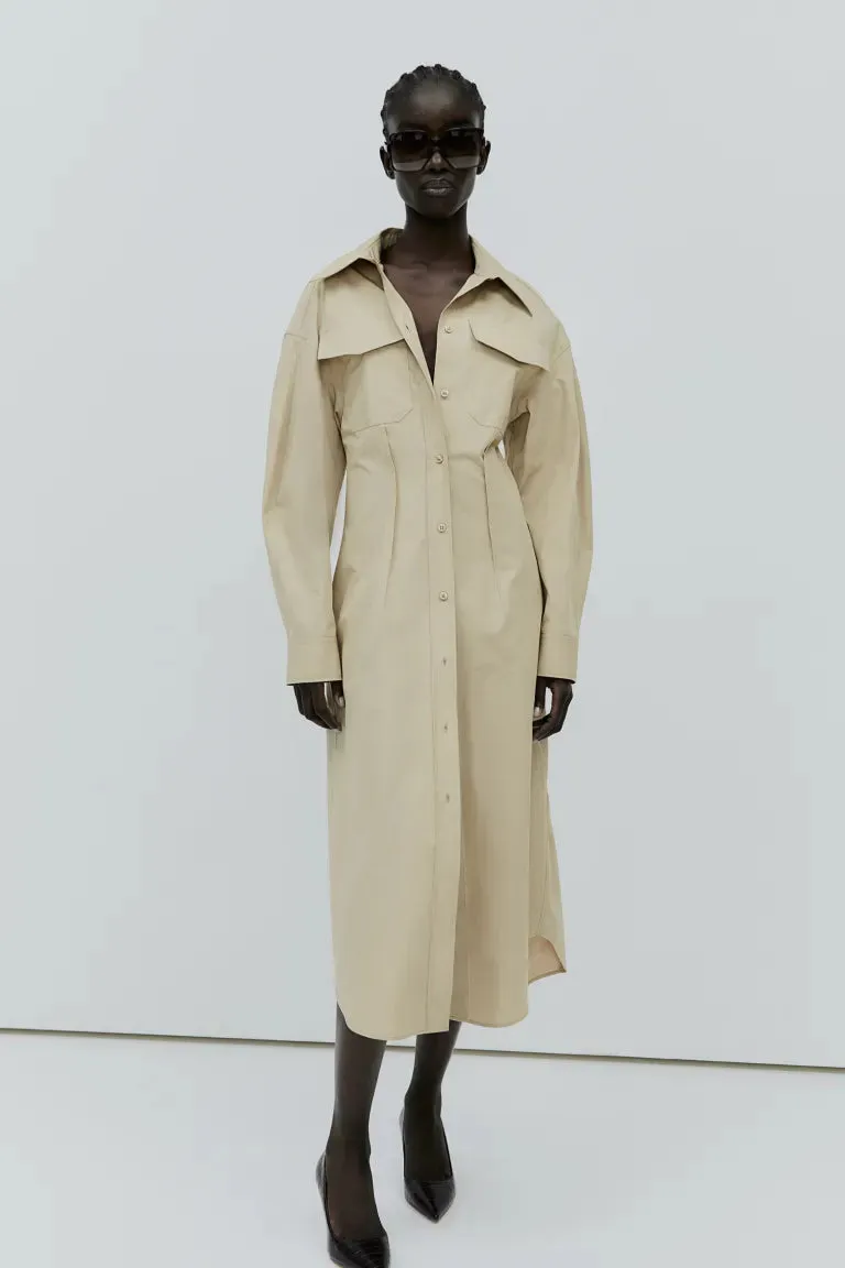 H&M cotton blouse dress, beige