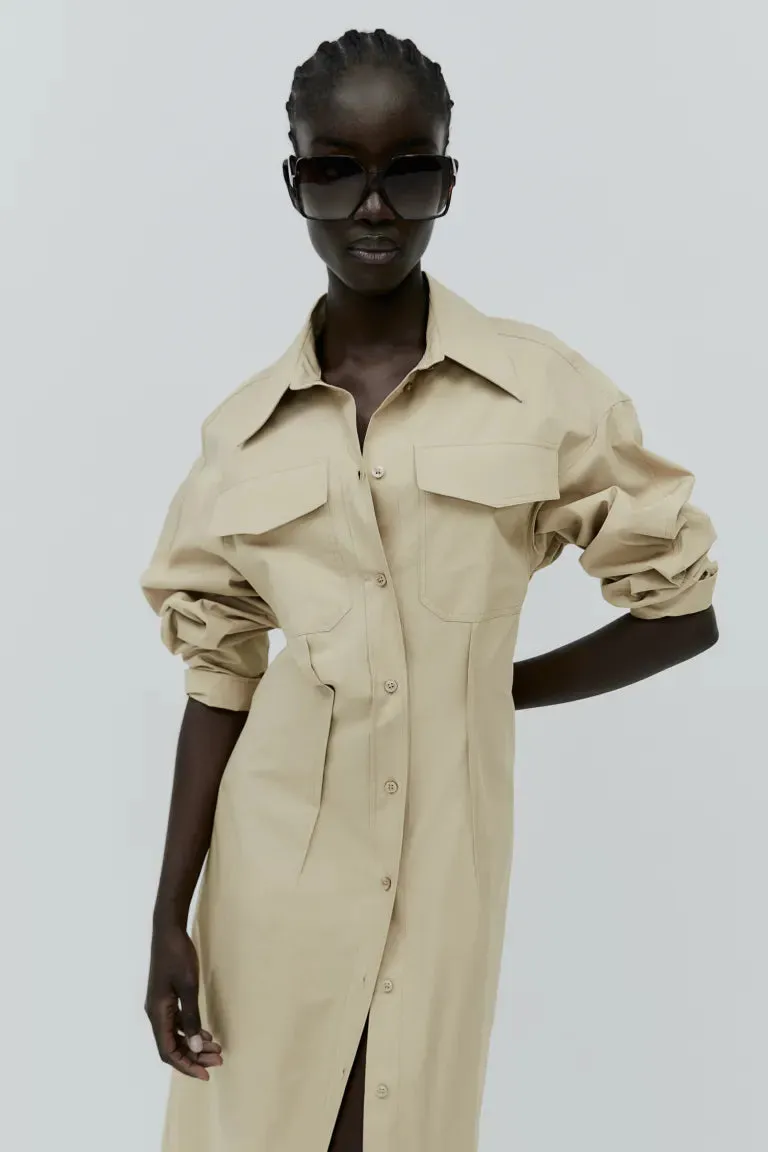 H&M cotton blouse dress, beige