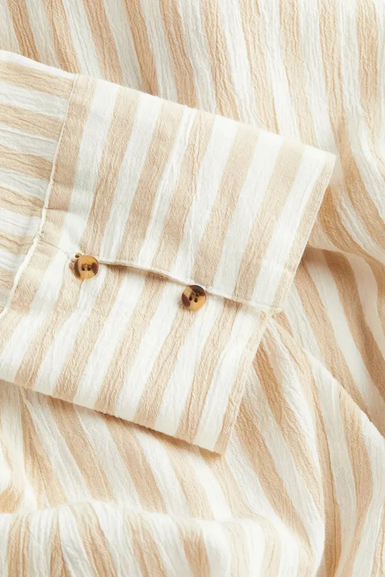 H&M wrap shirt dress, beige/stripe