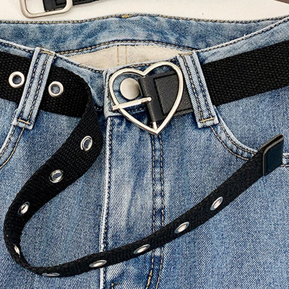 Heart Buckle Rivets Black Belt