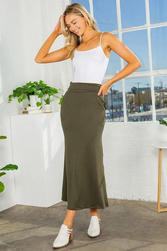 High Waist Jersey Skirt with Side Pockets *Online Only*