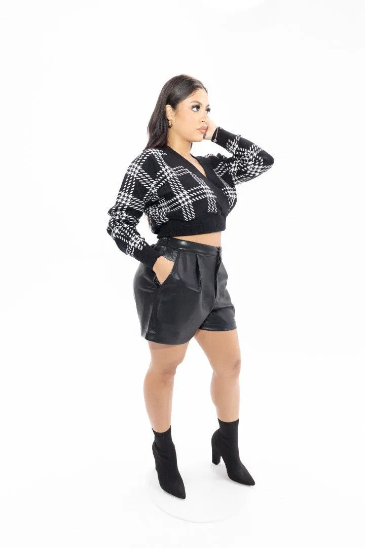 High waisted leather shorts