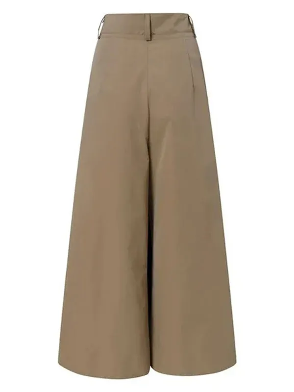 High Waisted Loose Pleated Solid Color Split-Joint Pants Trousers