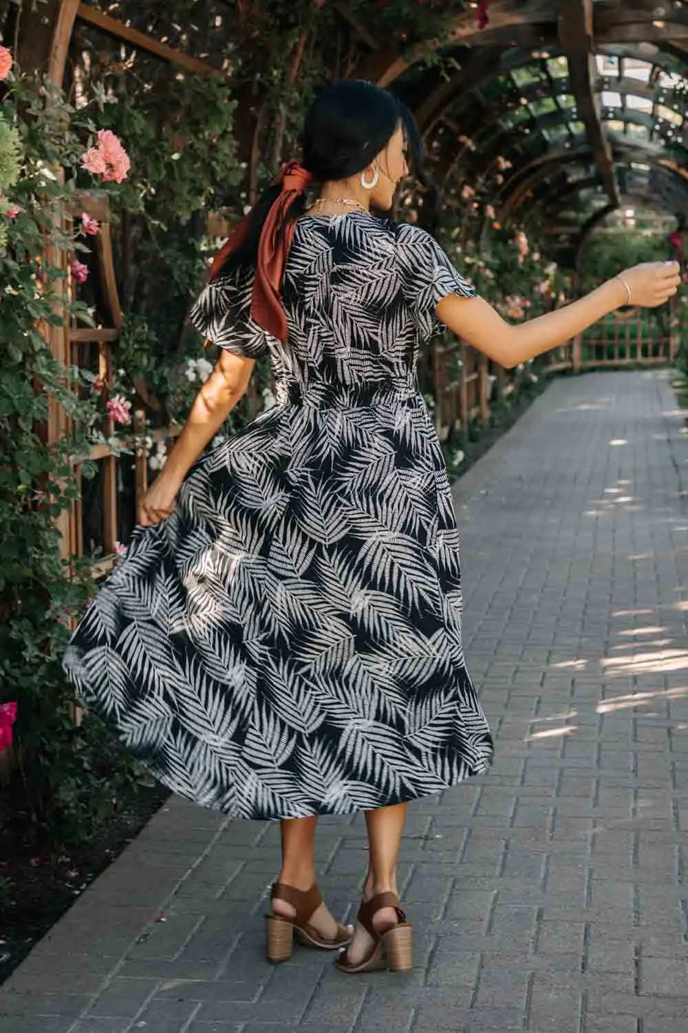 Leaf Print Midi Dress