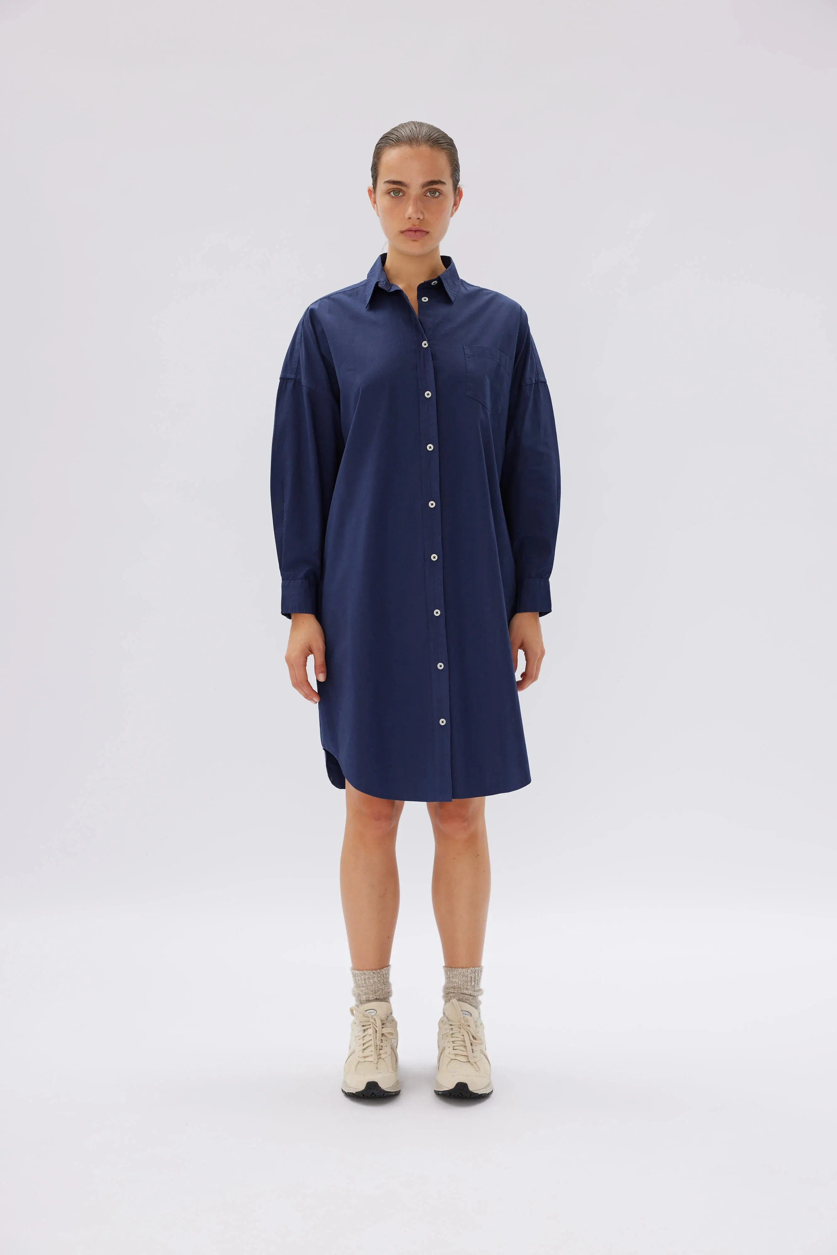 LMND Chiara Shirt Dress Classic in Navy