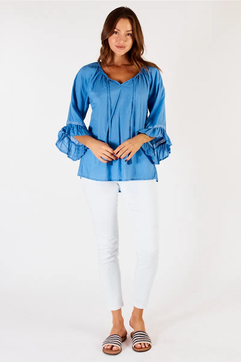 Lula Life Chloe Cotton Top Perriwinkle