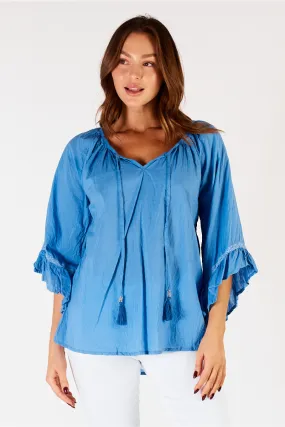 Lula Life Chloe Cotton Top Perriwinkle