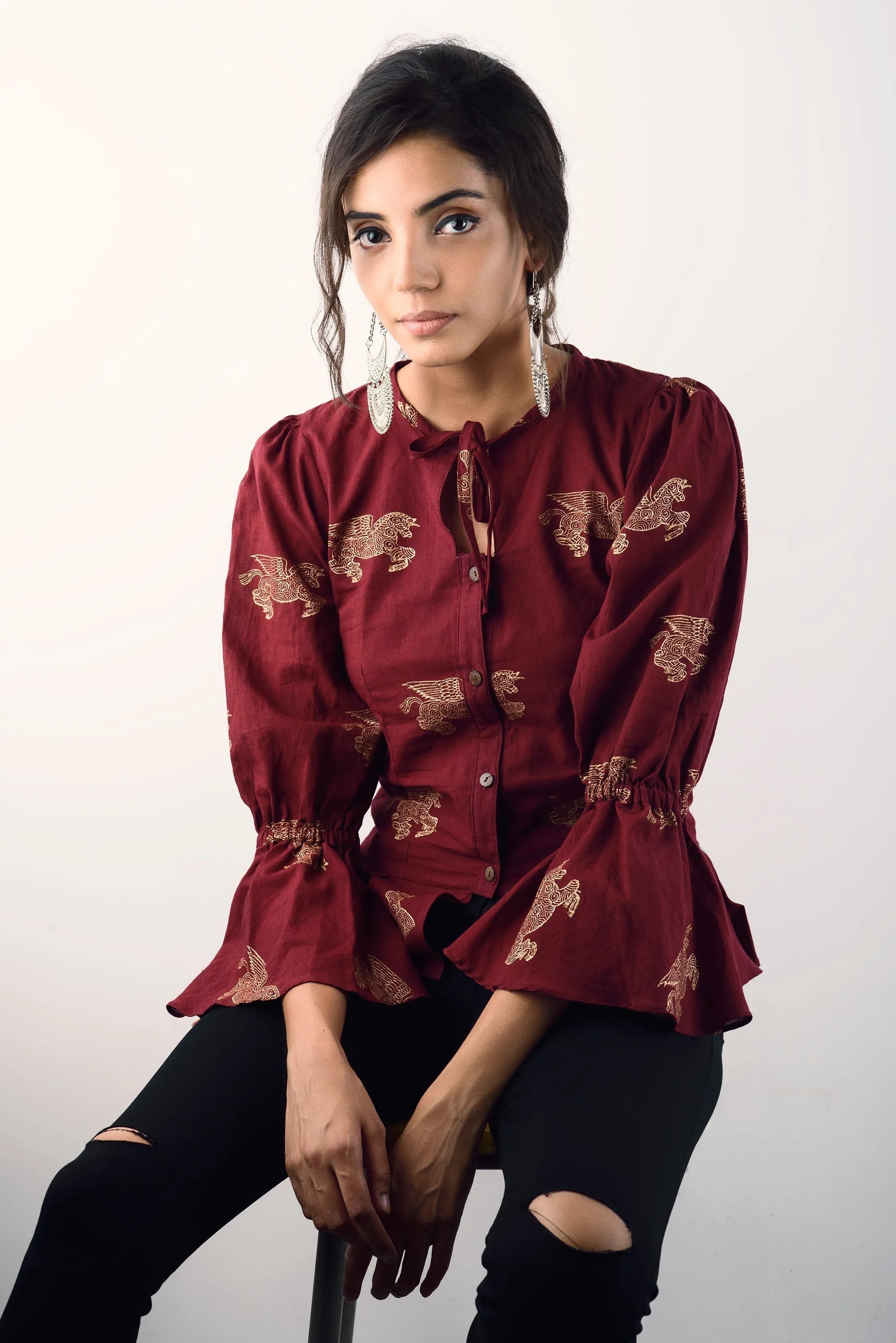 Marwari Unicorn Peplum Top
