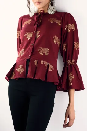 Marwari Unicorn Peplum Top